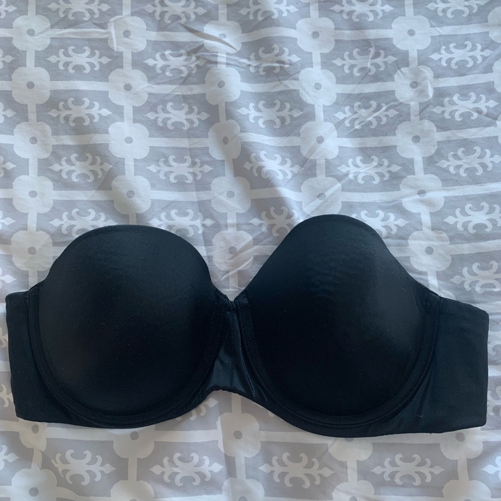 Lilyette black strapless bra.